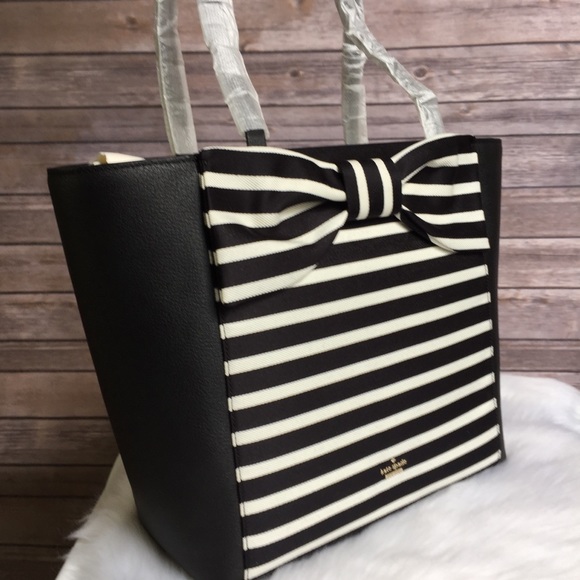 Kate spade olive drive stripe Savannah tote black - Picture 2 of 7